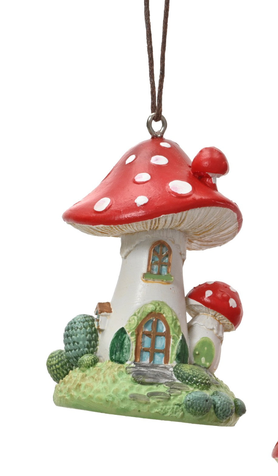 Mushroom house hanging ornament