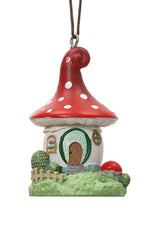 Mushroom house hanging ornament