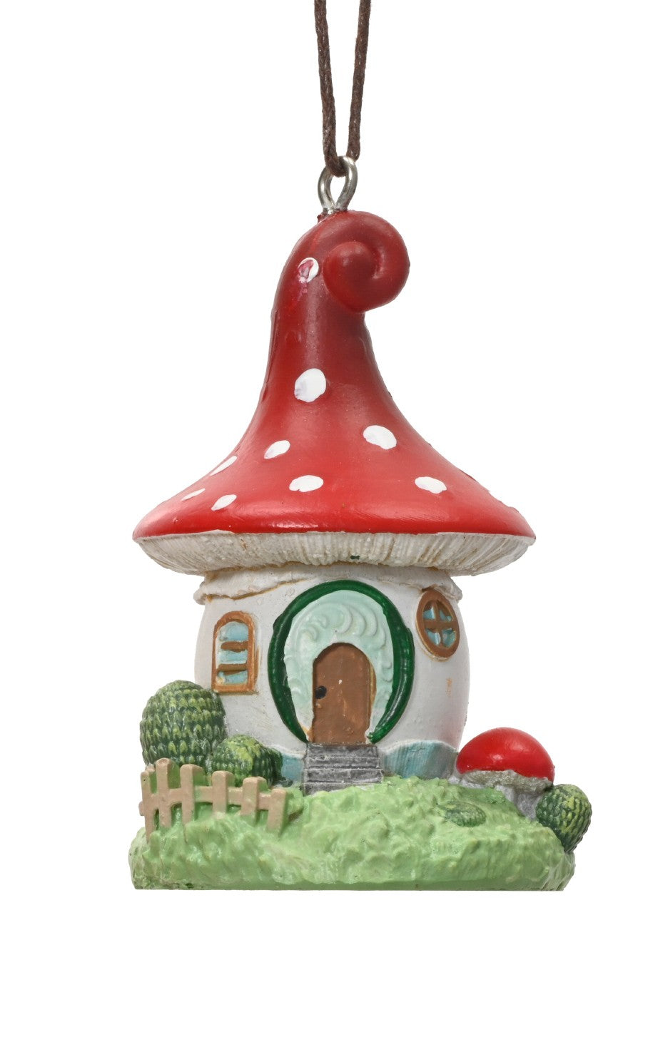 Mushroom house hanging ornament
