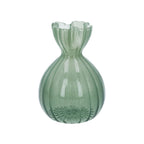 Green glass frill top bud vase