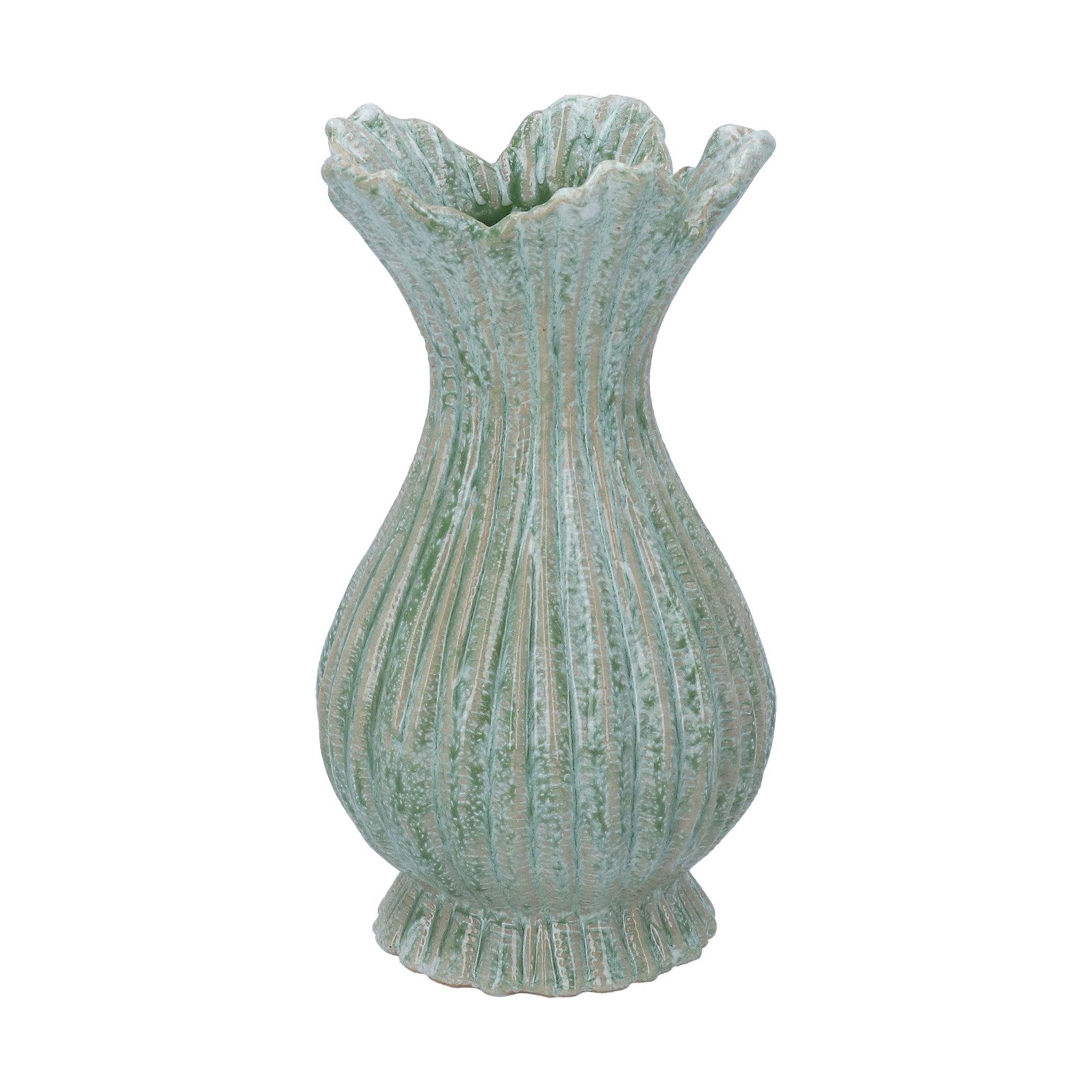 Green speckle bloom vase