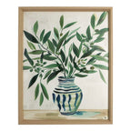 Olive branches vase framed print