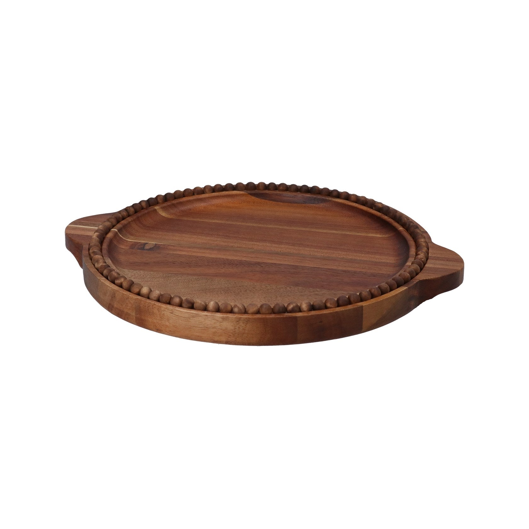 Acacia wood beaded edge round dish - small