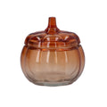 Glass pumpkin pot with lid, small