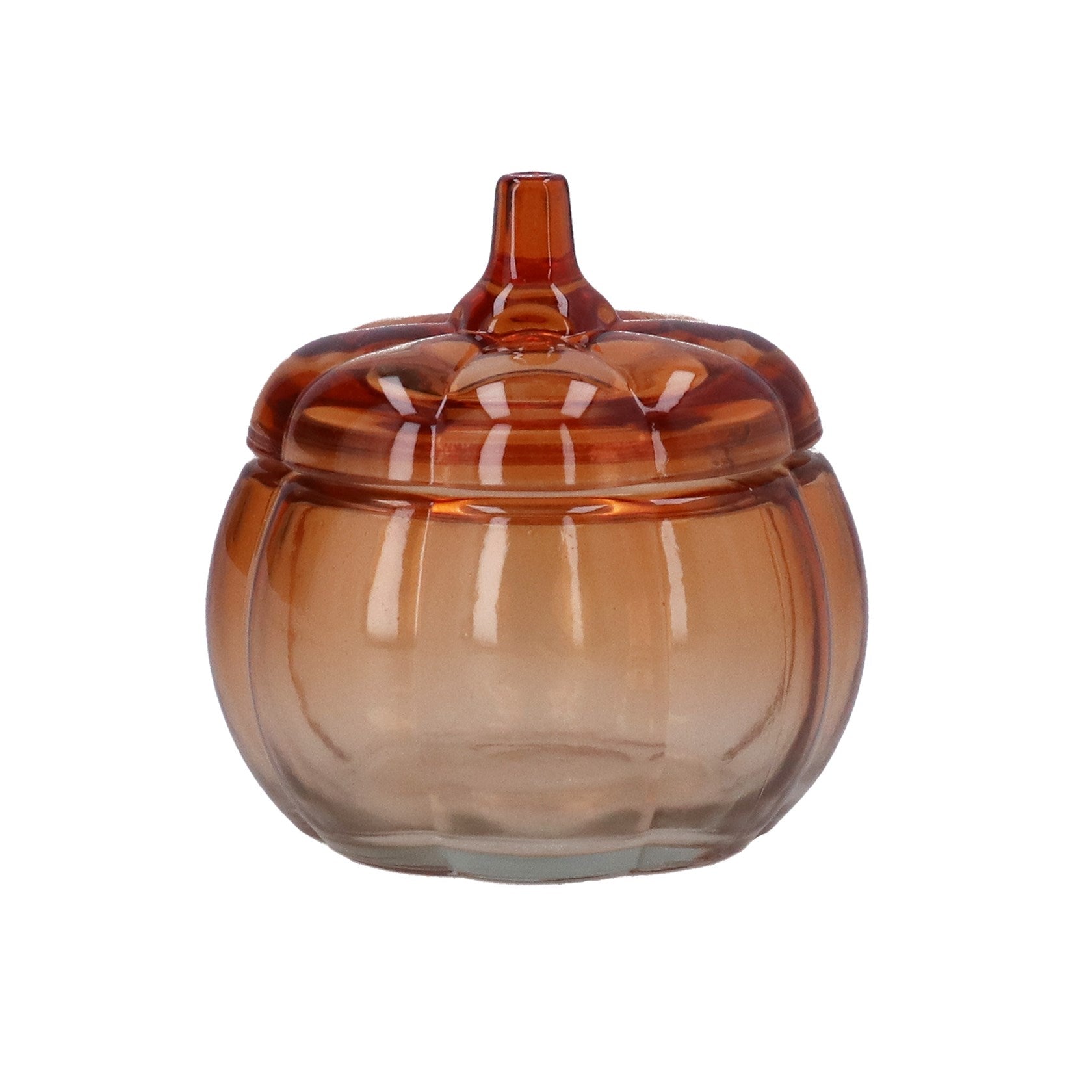 Glass pumpkin pot with lid, small