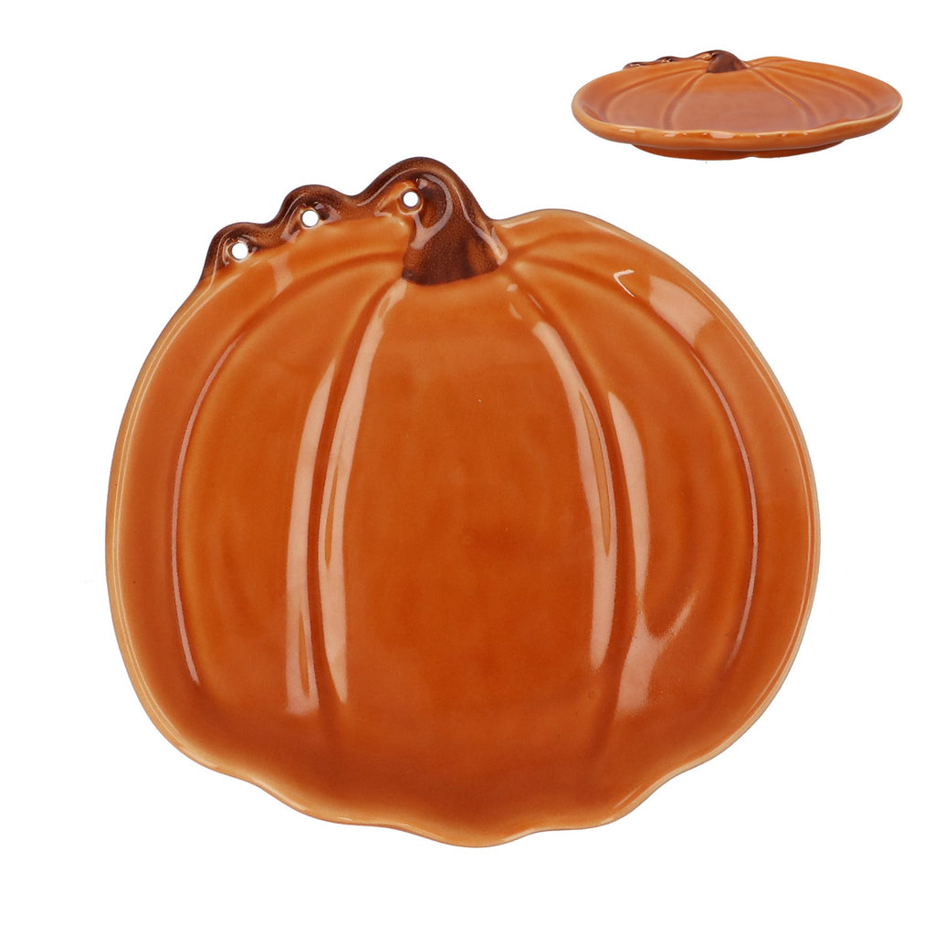 Small pumpkin & tendril ceramic plate