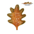 Green and yellow ceramic oak leaf dish