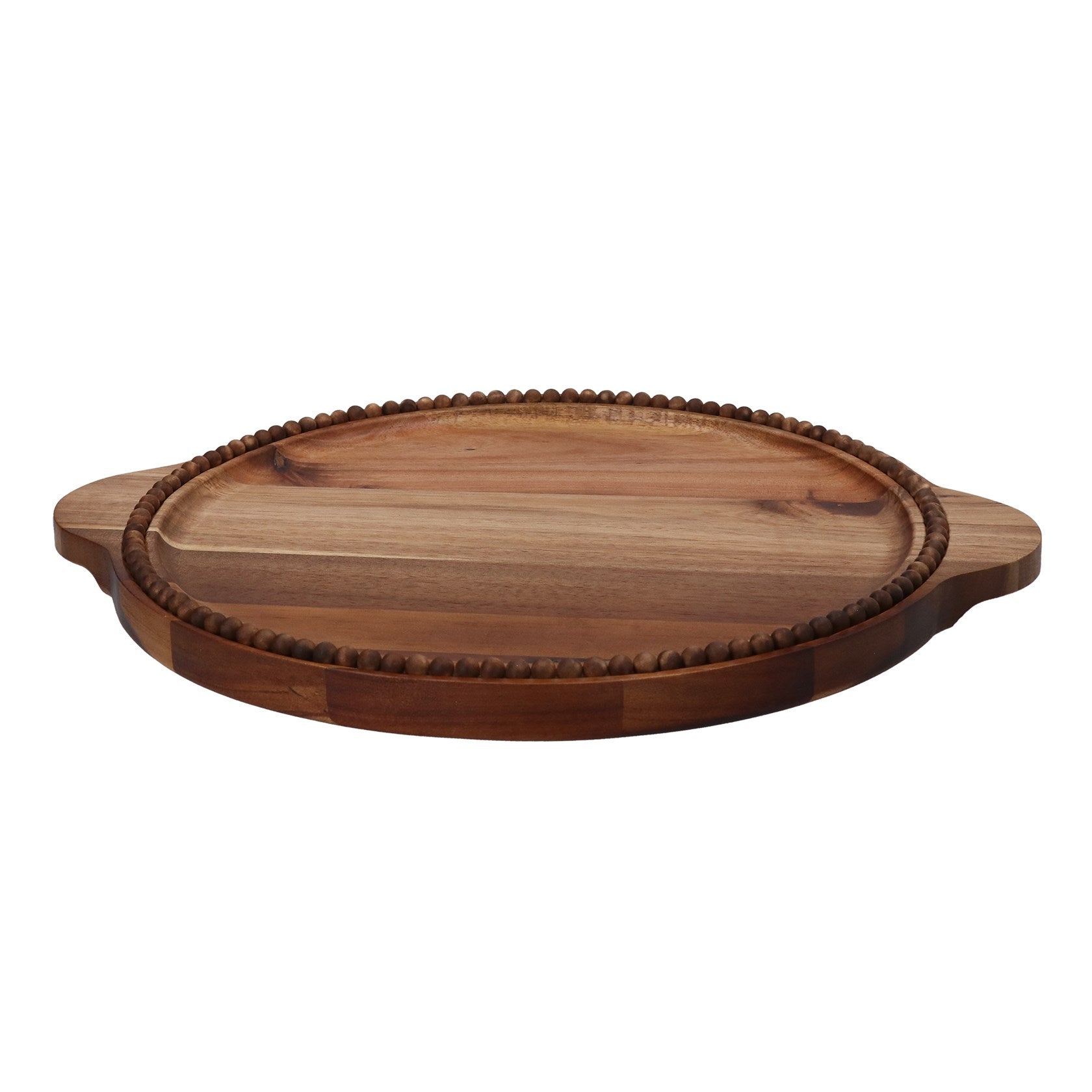 Acacia wood beaded edge round dish  - large