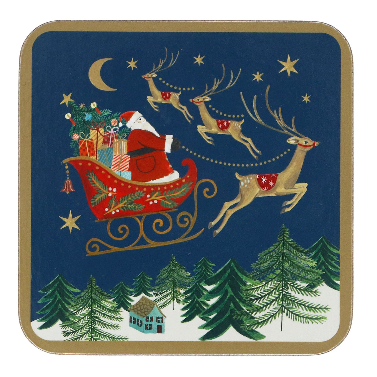 Nostalgia sleigh cork based coaster set