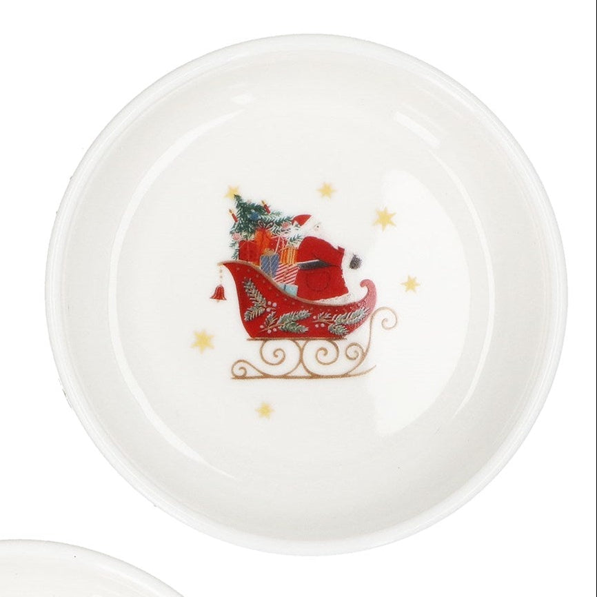 Nostalgia sleigh print bone china mini bowl