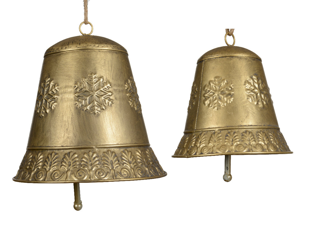 Antique Gold Snowflake Embossed Bell