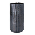 Brown metallic stoneware ribbed vase