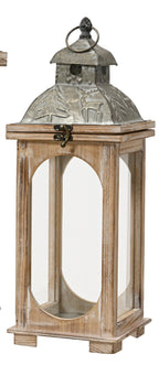 Wooden lantern with silver top
