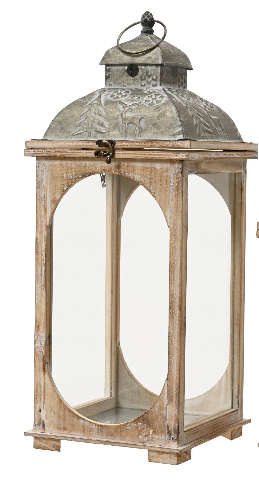 Wooden lantern with silver top