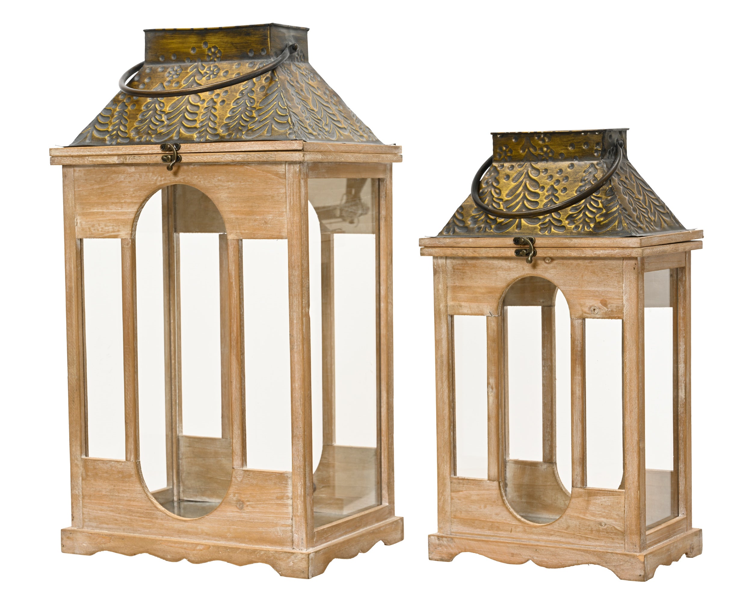 Wooden lantern with metal roof