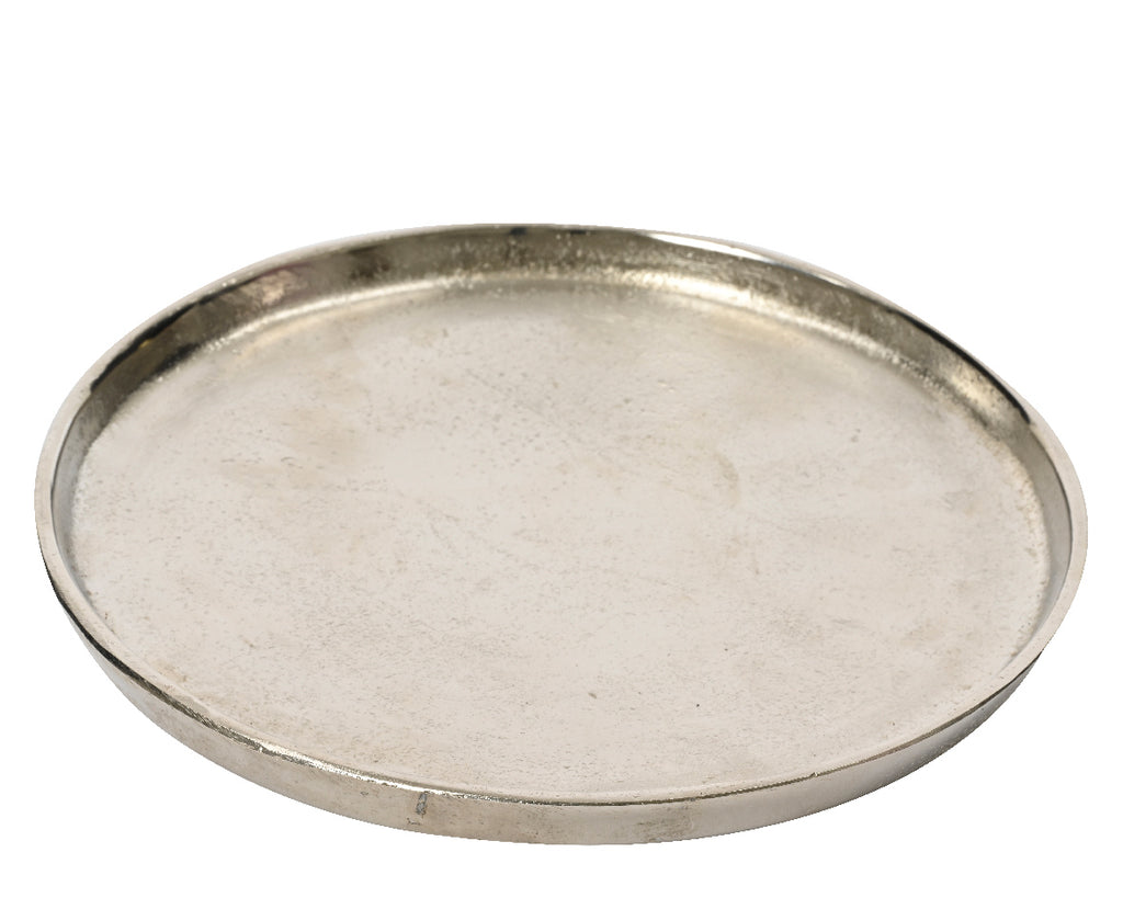 Large silver metal tray