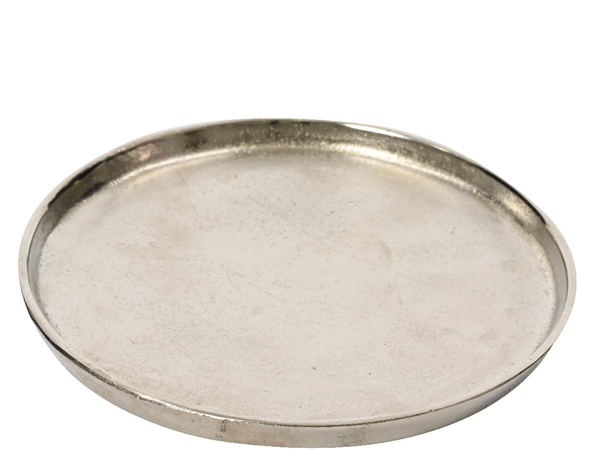 Large silver metal tray