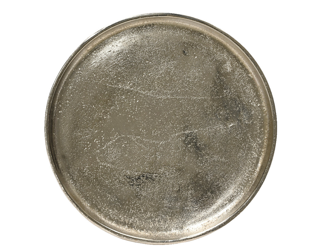 Large silver metal tray