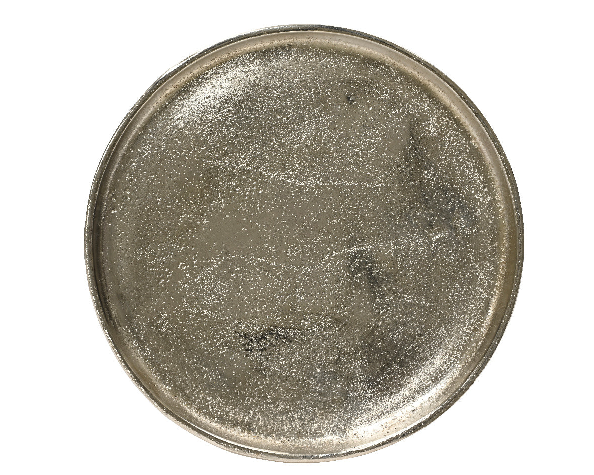 Large silver metal tray