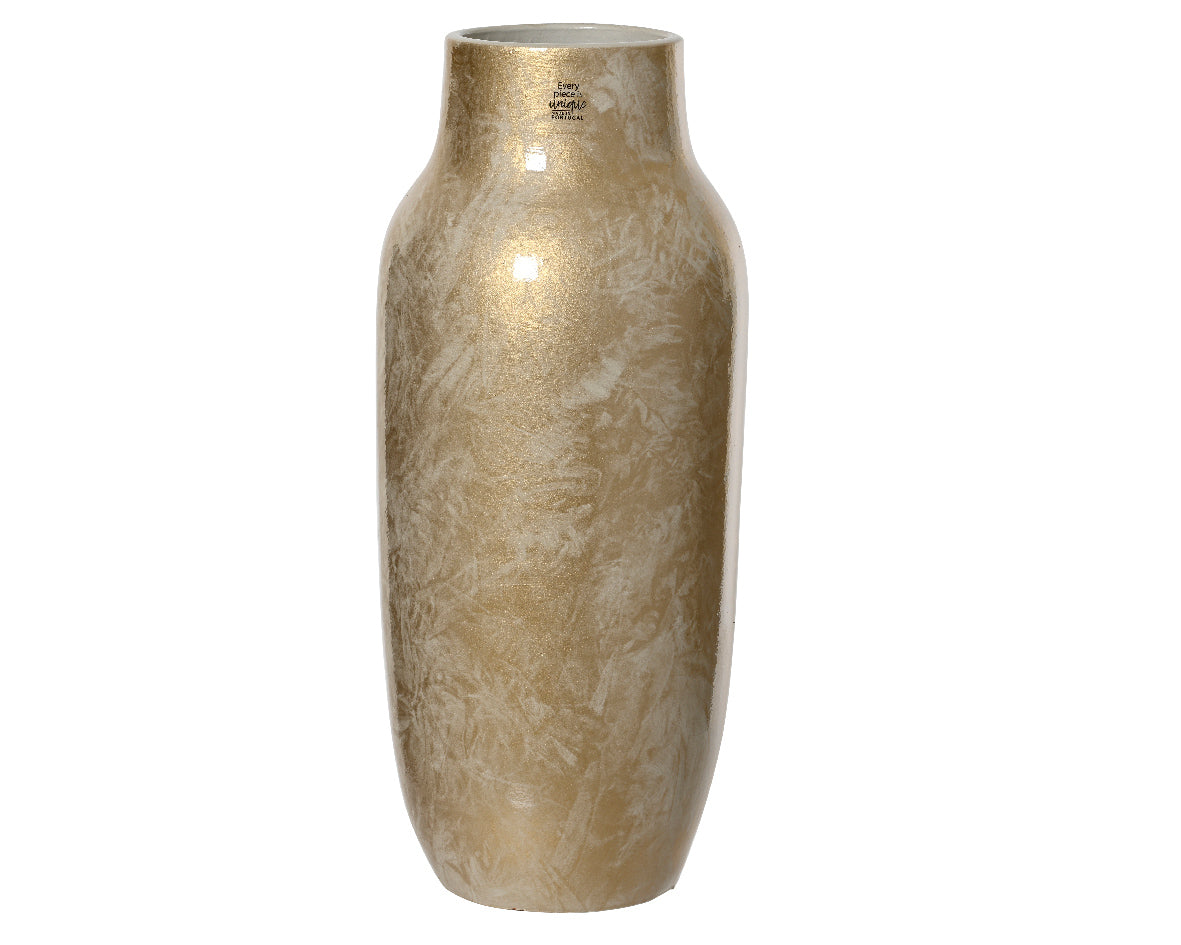 Gold glazed vase with mottled effect