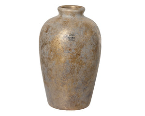 Matt gold vase with glitter effect finish