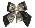 Rosemary green velvet and tartan bow