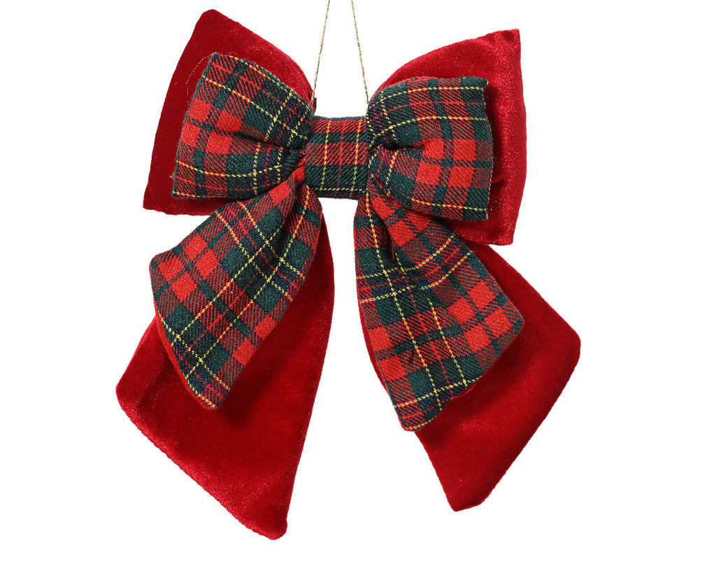 Christmas Red Tartan Velvet Bow