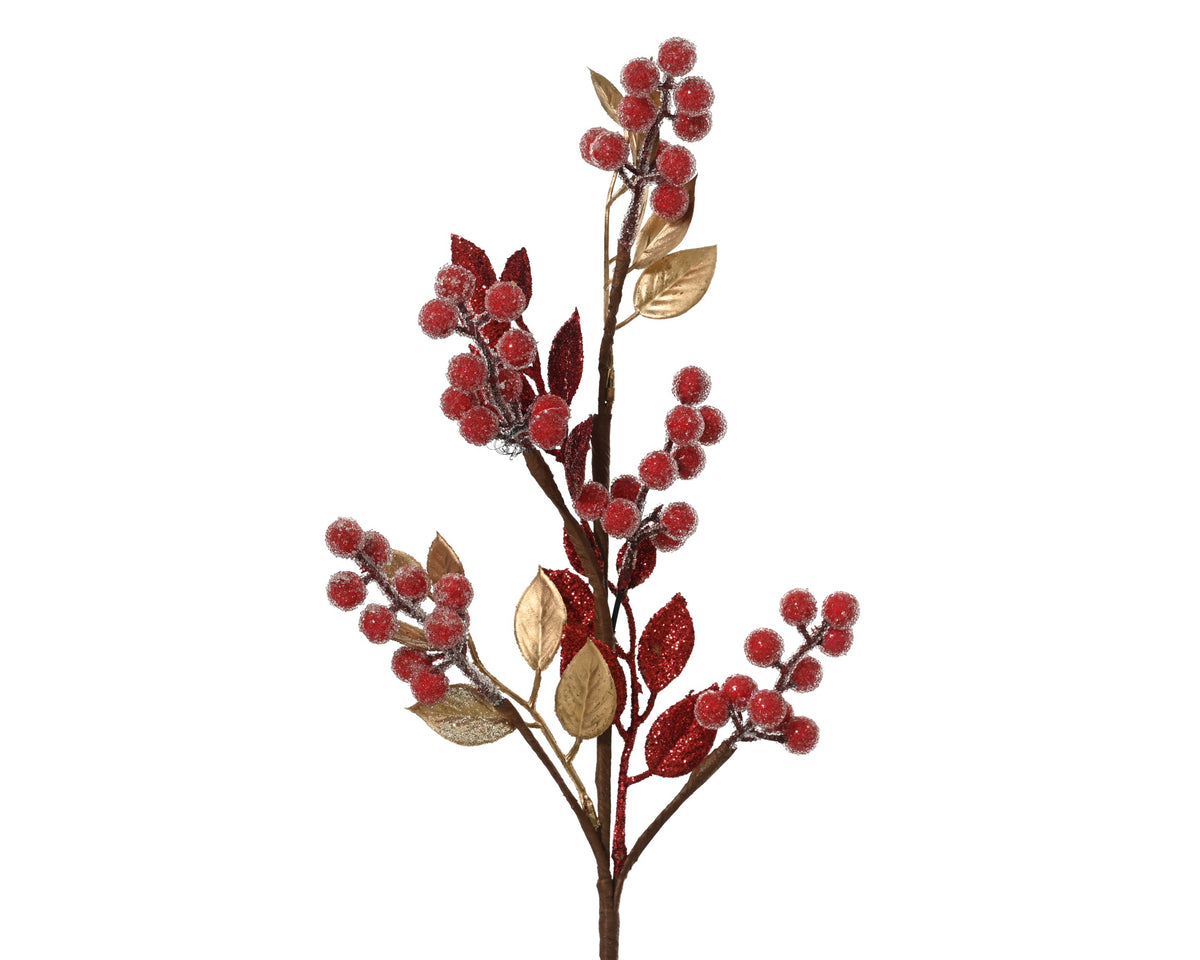 Red berry and gold leaf stem