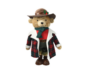 Extra Large Standing Bear with Tartan Coat