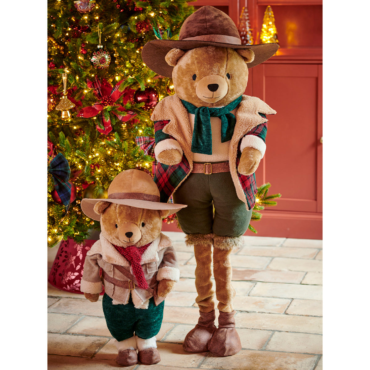 Extra Large Standing Bear with Tartan Coat