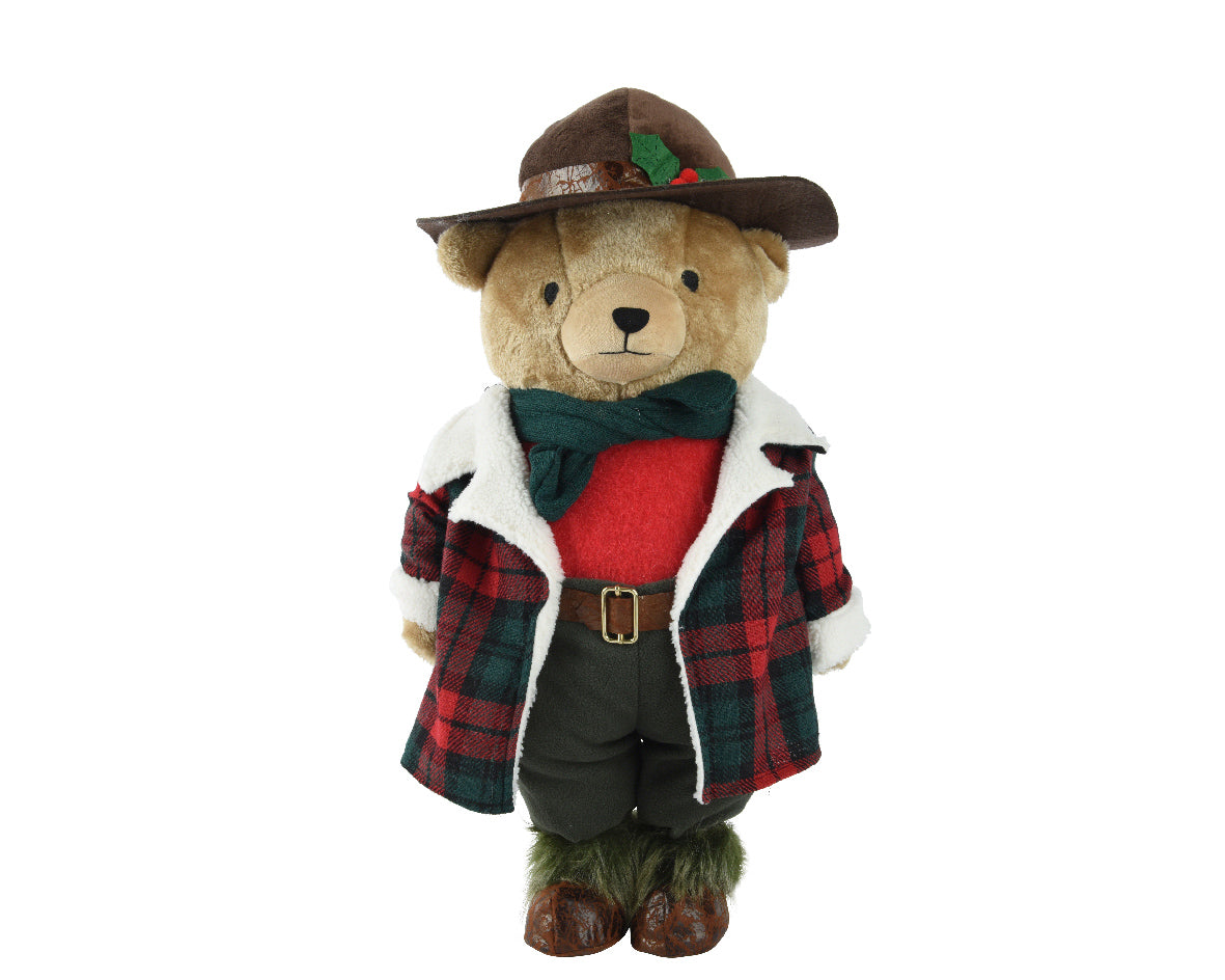 Large Standing Bear in Tartan Coat