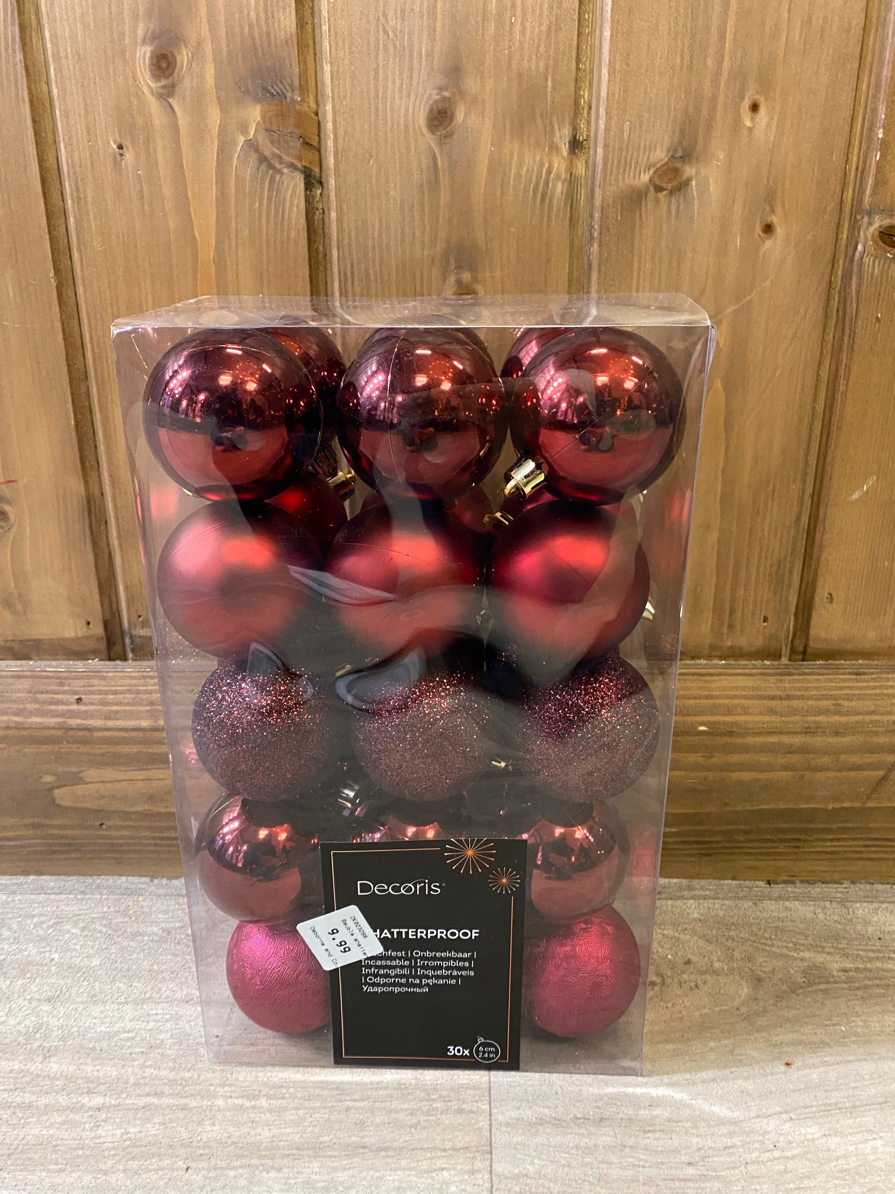 Box of 30 Oxblood Baubles