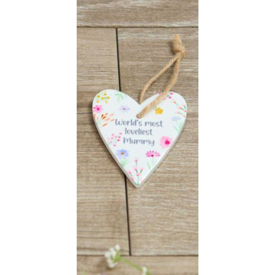 Floral mummy ceramic hanging hearts