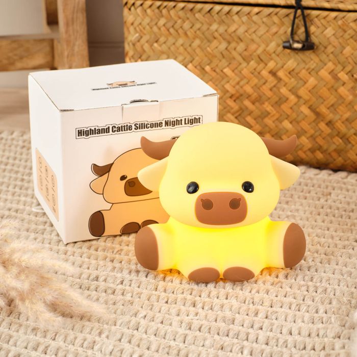Highland cow rechargeable silicone night light