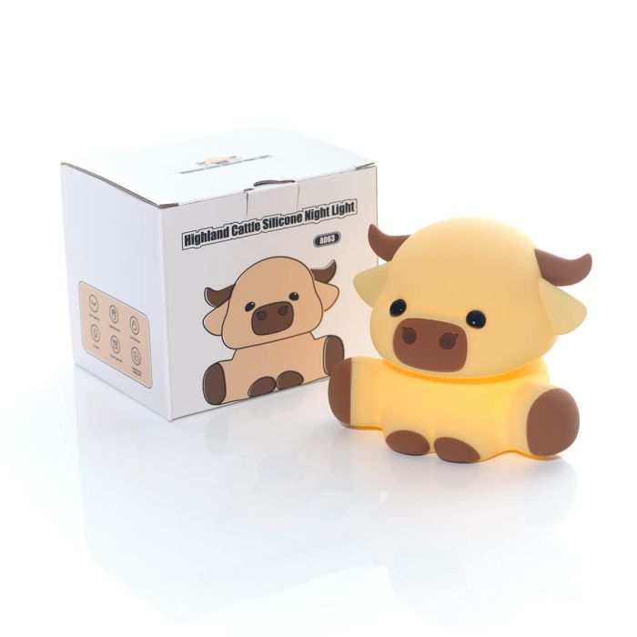 Highland cow rechargeable silicone night light