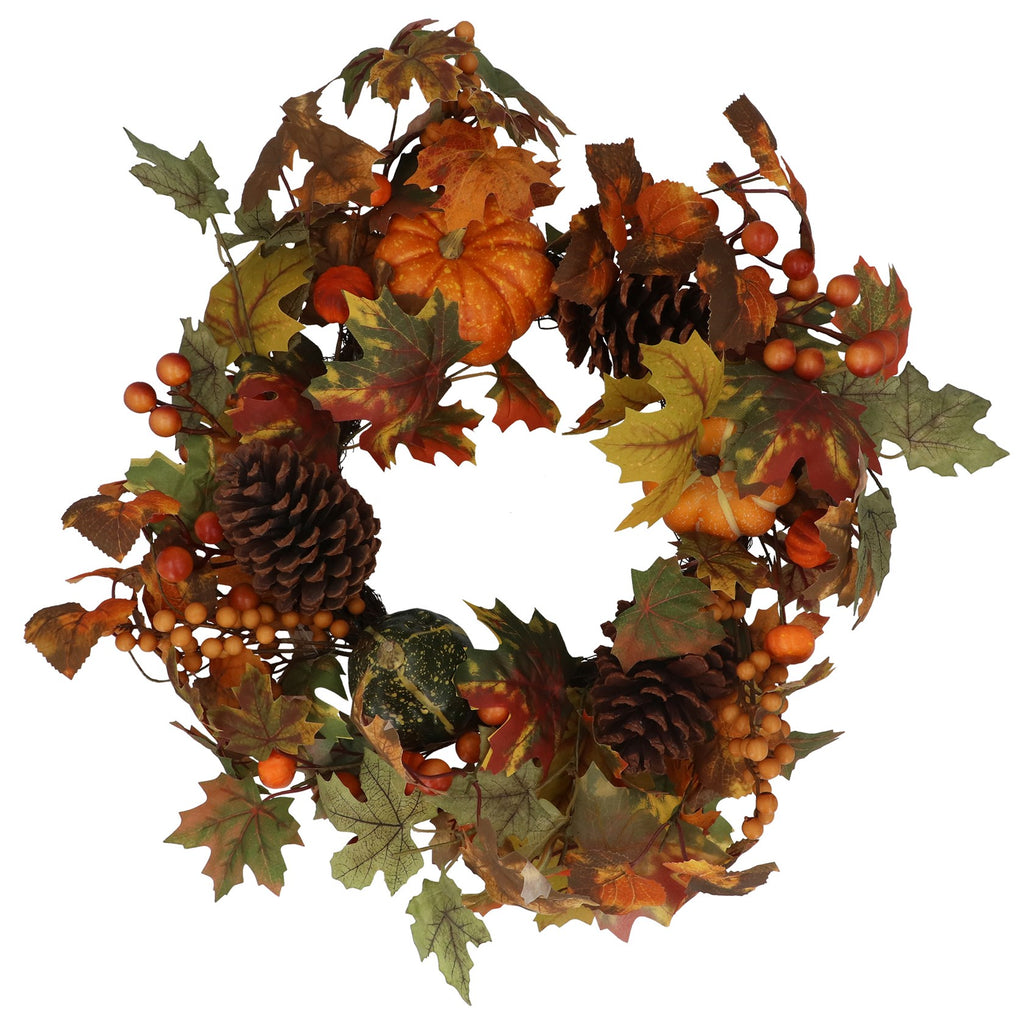 Mixed pumpkin & cone wreath