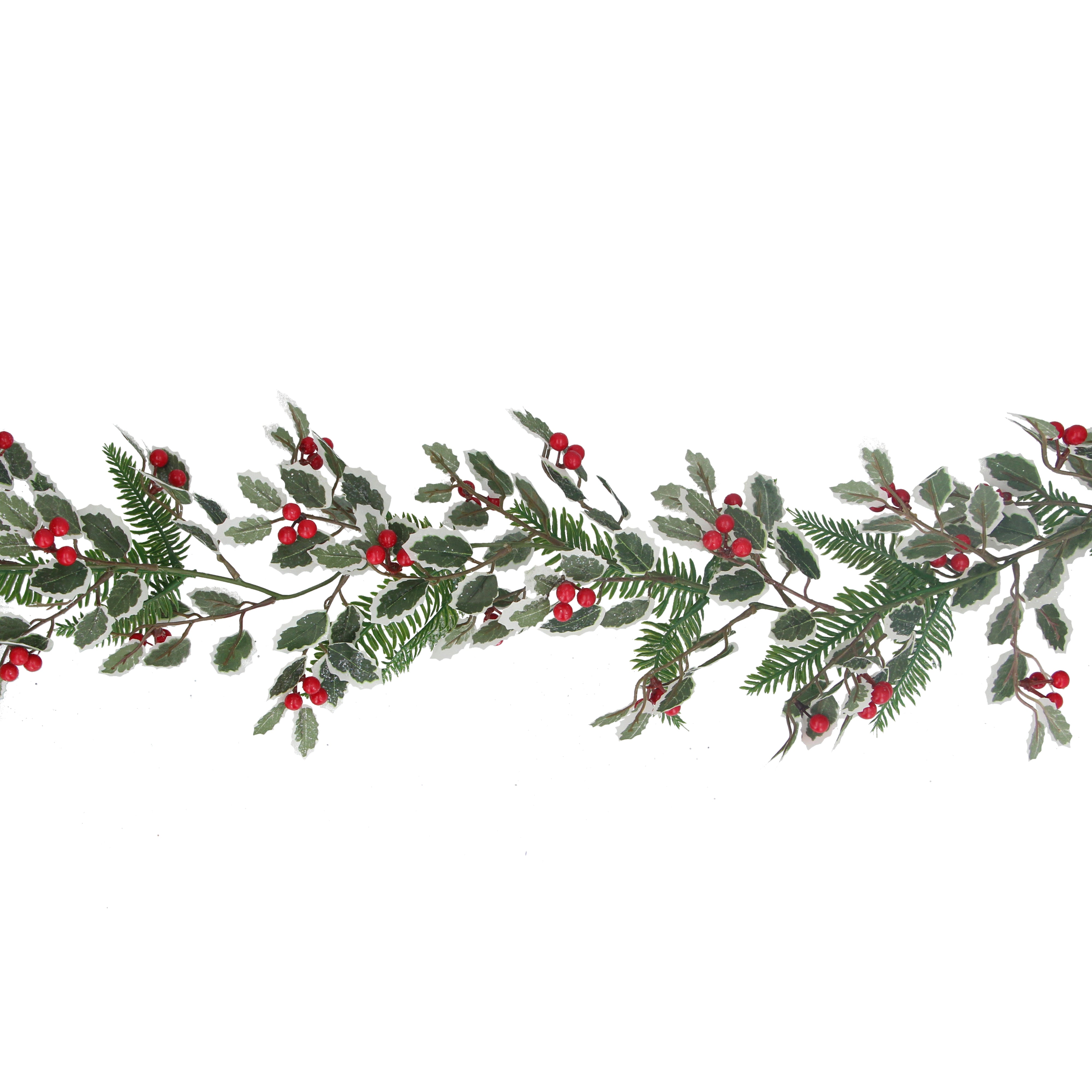 Variegated holly, berry and fir garland