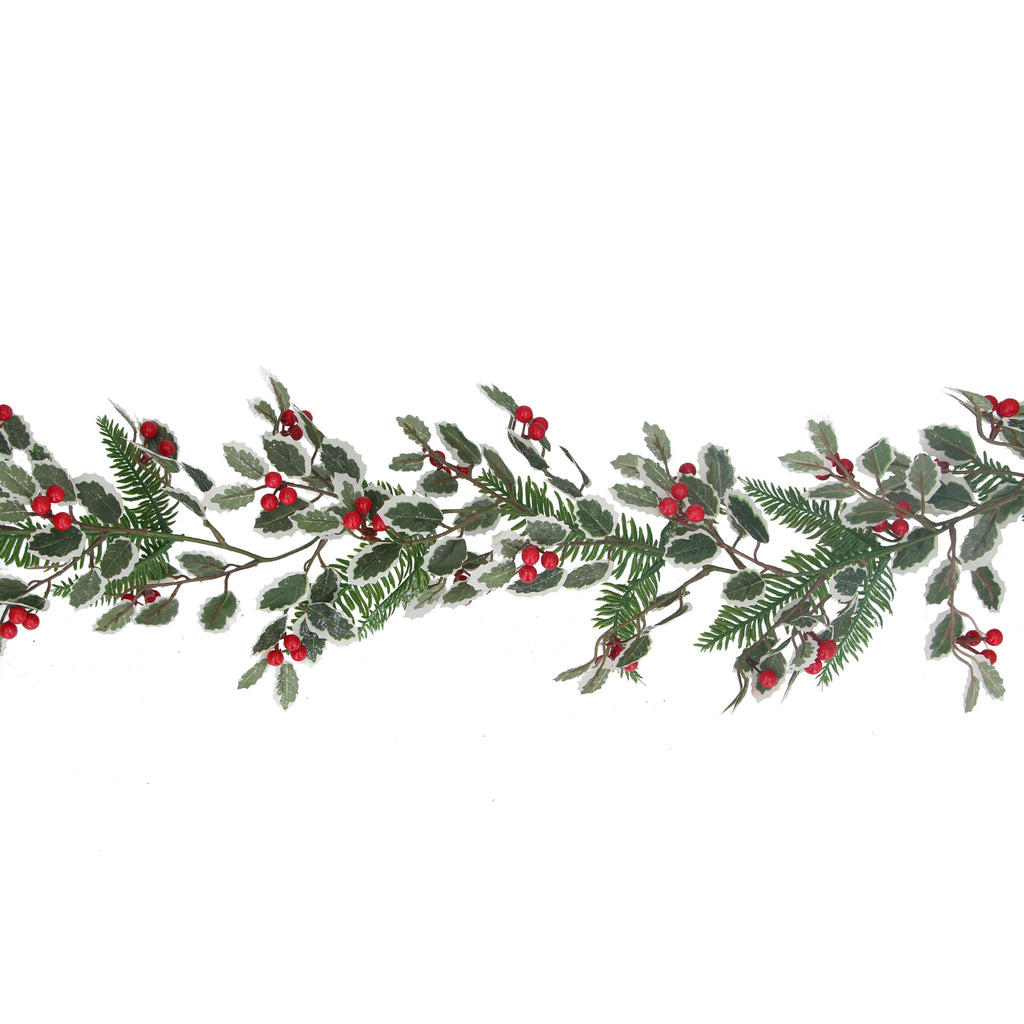 Variegated holly, berry and fir garland