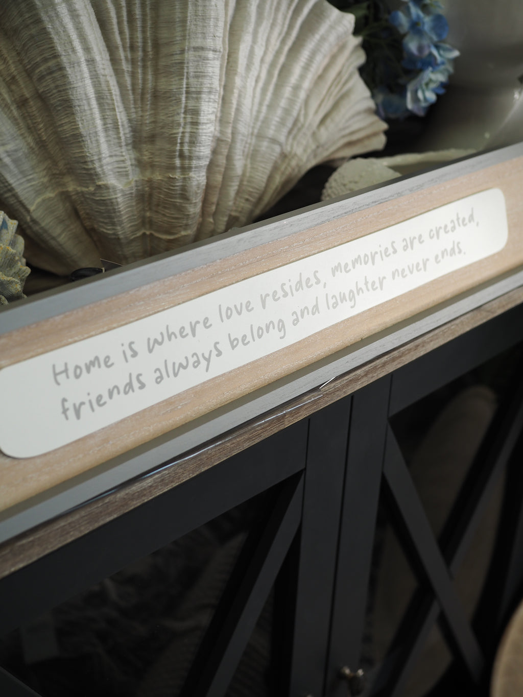 Rectangle grey border wooden sign 'Home is Where Love Resides..'