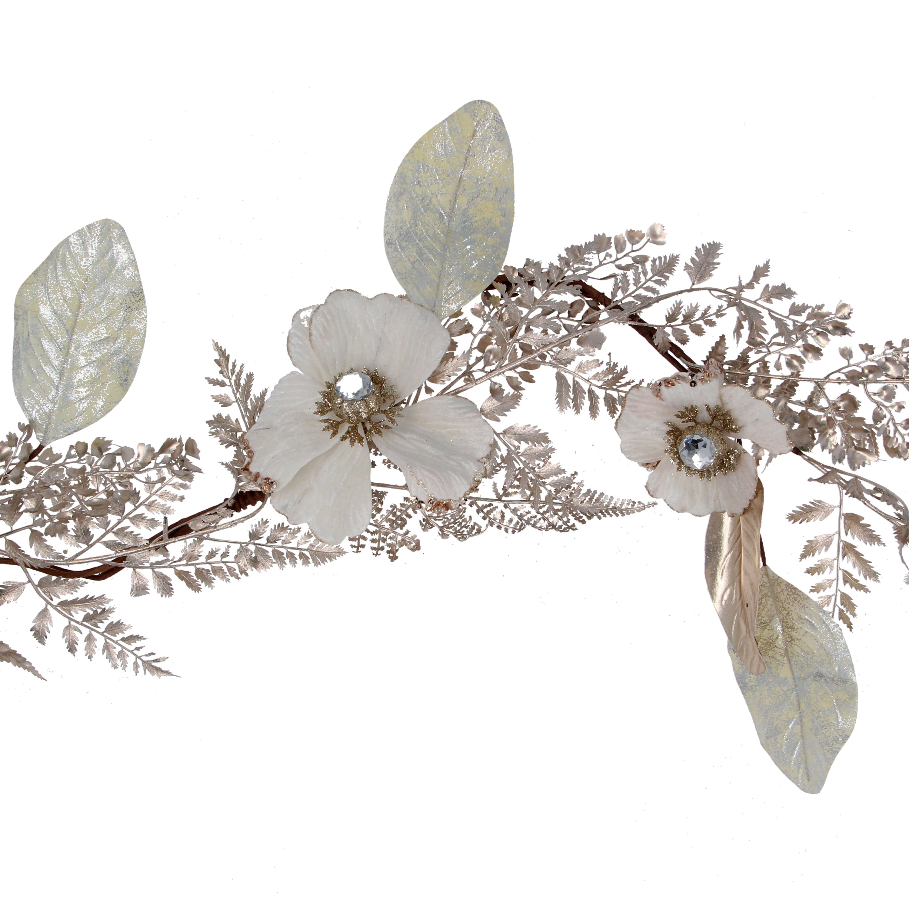 Cream and gold magnolia and fern garland