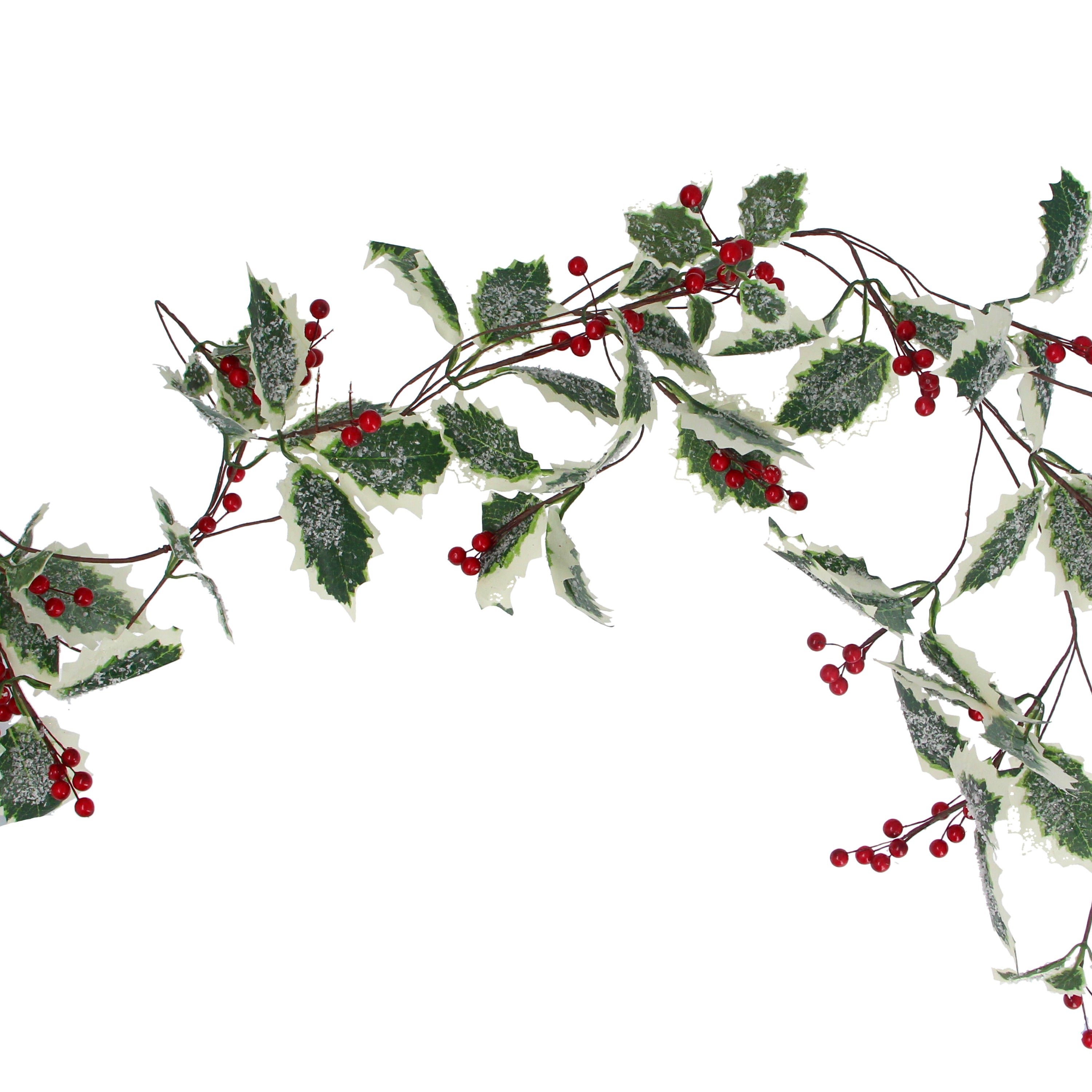 Variegated holly and red berry garland