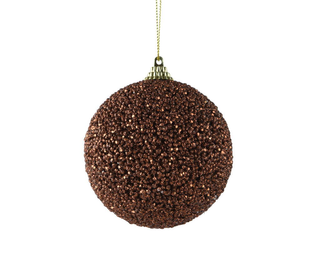 Espresso beaded glitter bauble