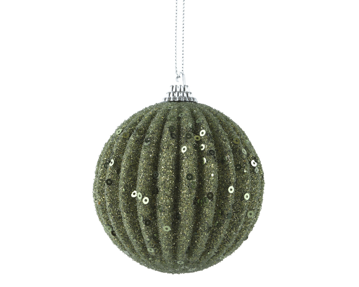 Rosemary green shatterproof bauble with sequins