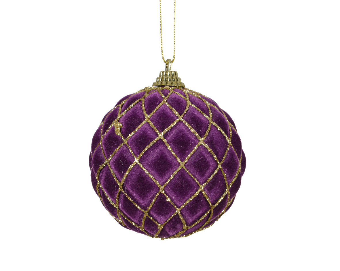 Fig flocked bauble with gold detailing