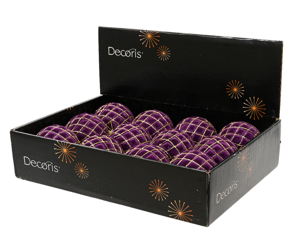 Fig flocked bauble with gold detailing