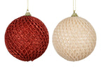 Glitter checked shatterproof bauble (10cm)