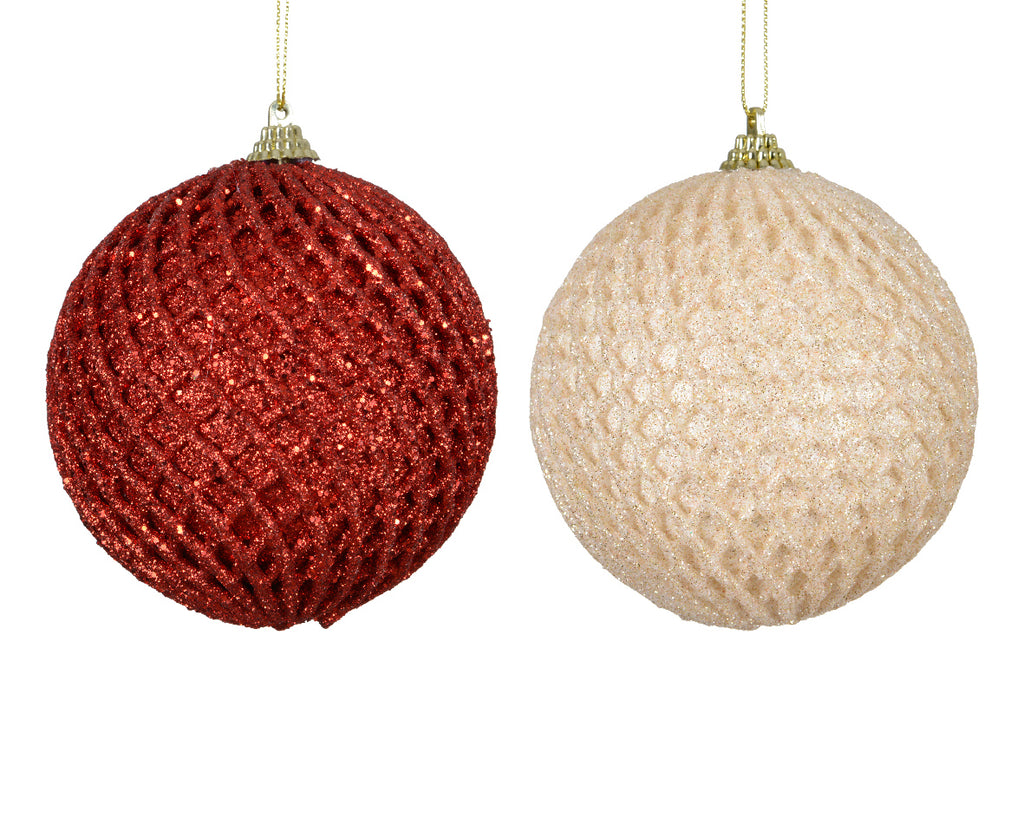 Glitter checked shatterproof bauble (10cm)