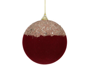 Flocked Sequin Oxblood Foam Bauble 10cm