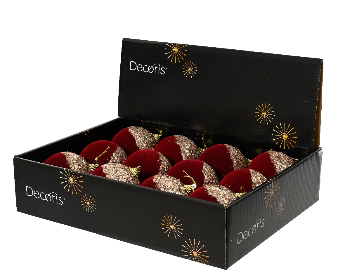 Flocked Sequin Oxblood Foam Bauble 10cm