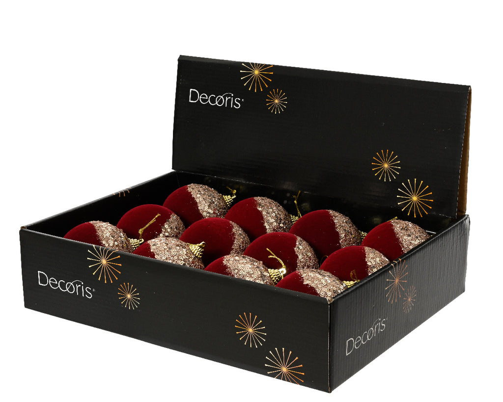 Flocked Sequin Oxblood Foam Bauble 10cm